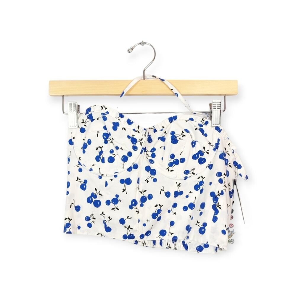NWT HVN Convertible Cherry Poplin Bella Bustier Crop Top